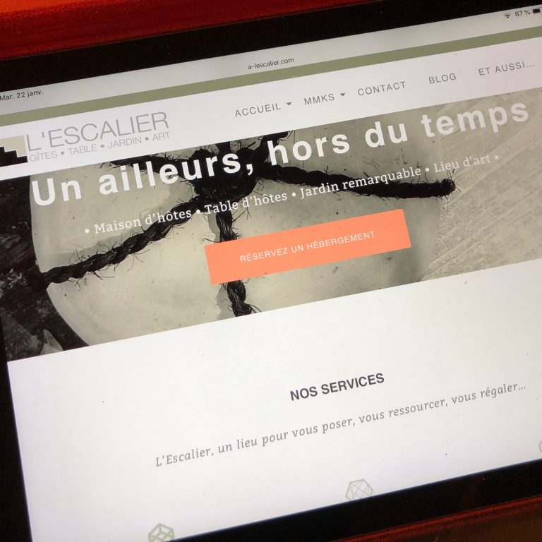Photo d'écran avec l'affichage du nouveau site de L'Escalier